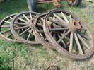 (4) Wood wagon wheels
